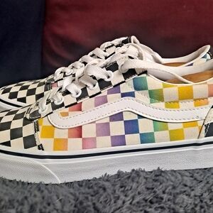 Vans Womens Checkered Rainbow Sneakers